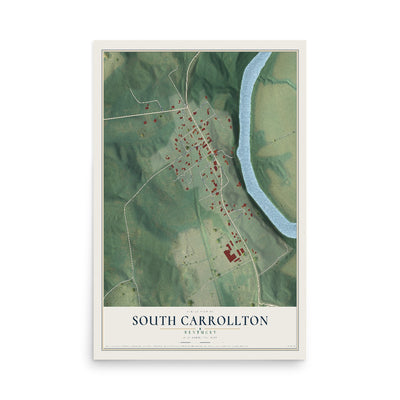 Map of South Carrollton, Kentucky, 12 x 18 inch unframed archival matte print