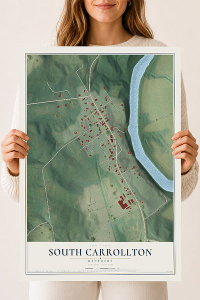 Map of South Carrollton, Kentucky, 18 x 24 inch unframed archival matte print