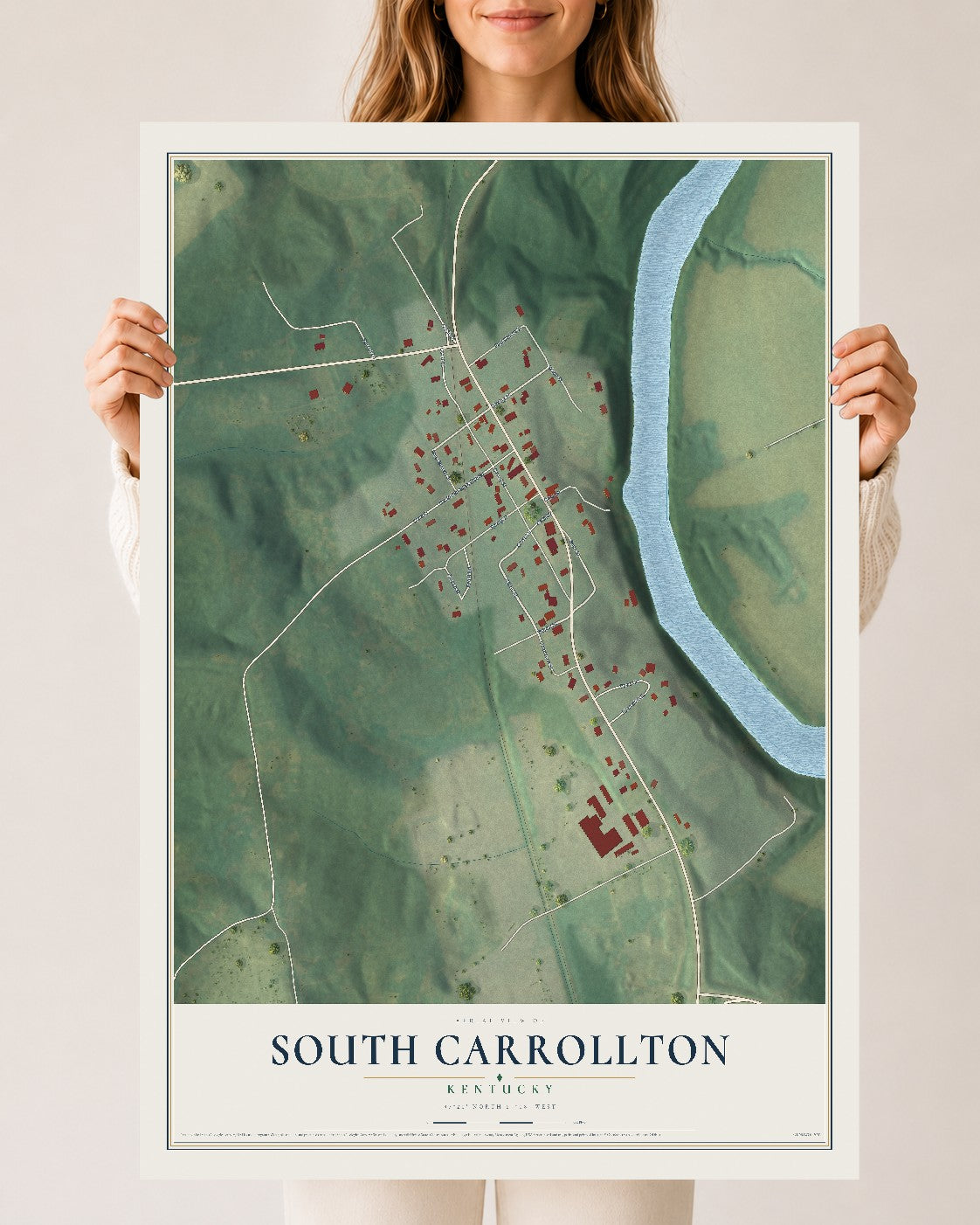 Map of South Carrollton, Kentucky, 24 x 36 inch unframed archival matte print