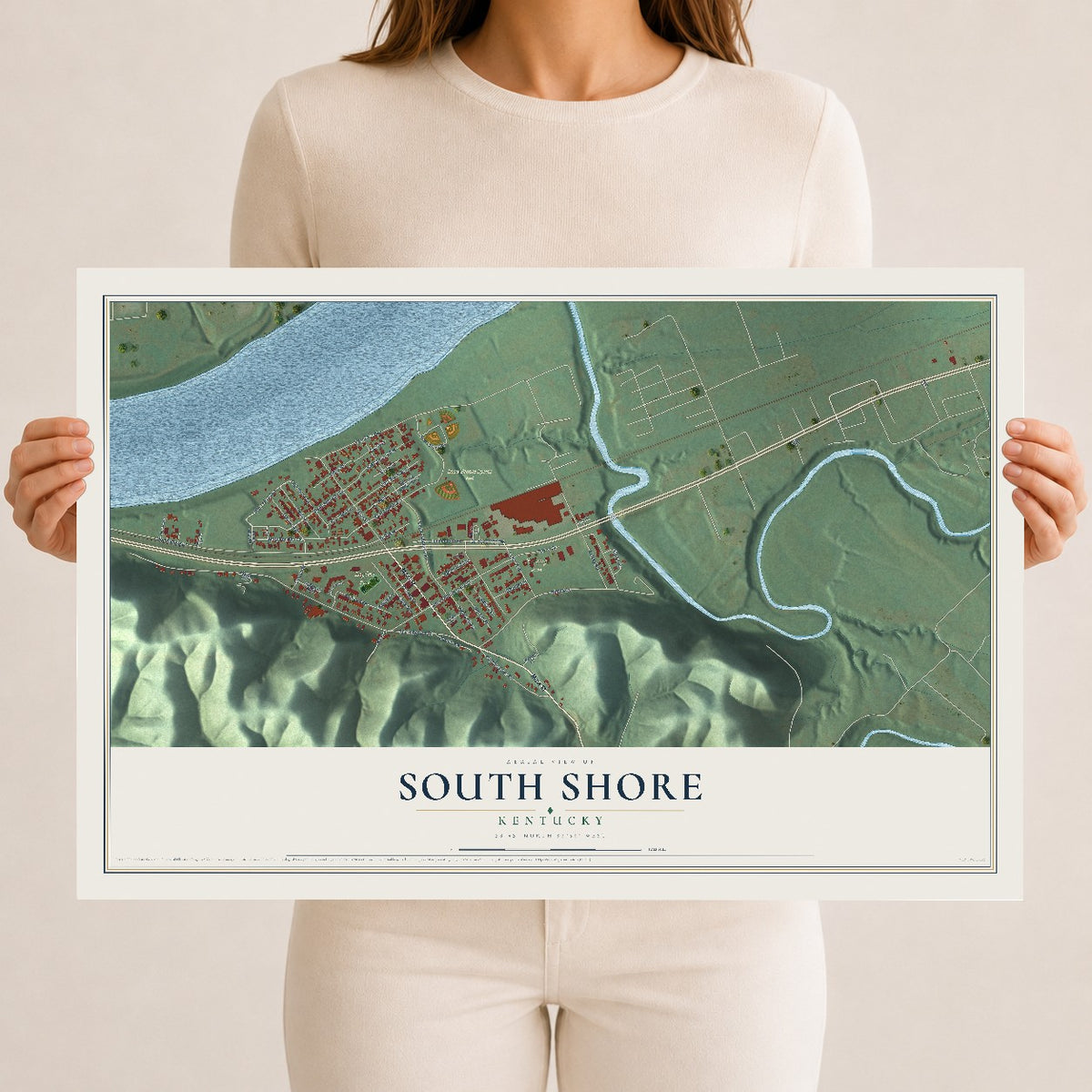 Map of South Shore, Kentucky, 12 x 18 inch unframed archival matte print