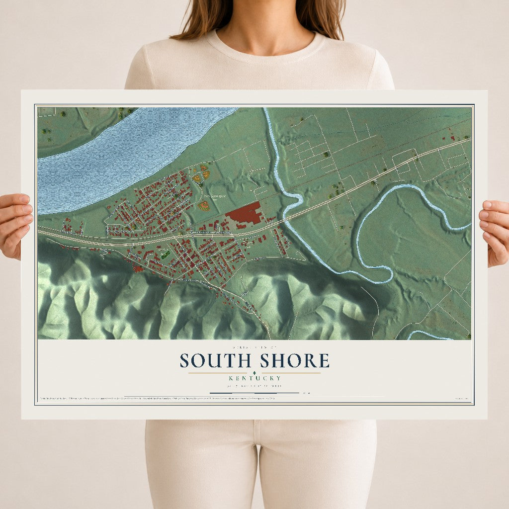 Map of South Shore, Kentucky, 18 x 24 inch unframed archival matte print
