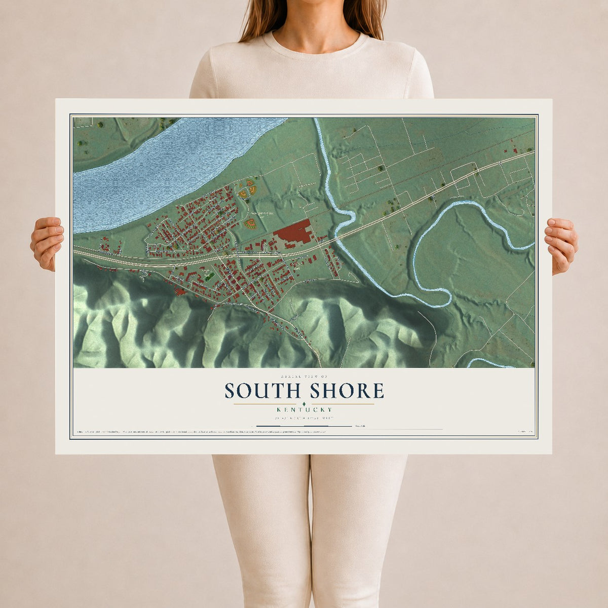 Map of South Shore, Kentucky, 24 x 36 inch unframed archival matte print