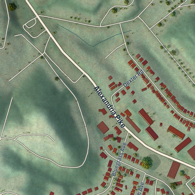 Second close-up of the map of Southgate, Kentucky print showing more streets and buildings
