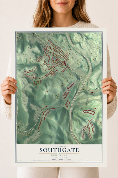 Map of Southgate, Kentucky, 18 x 24 inch unframed archival matte print