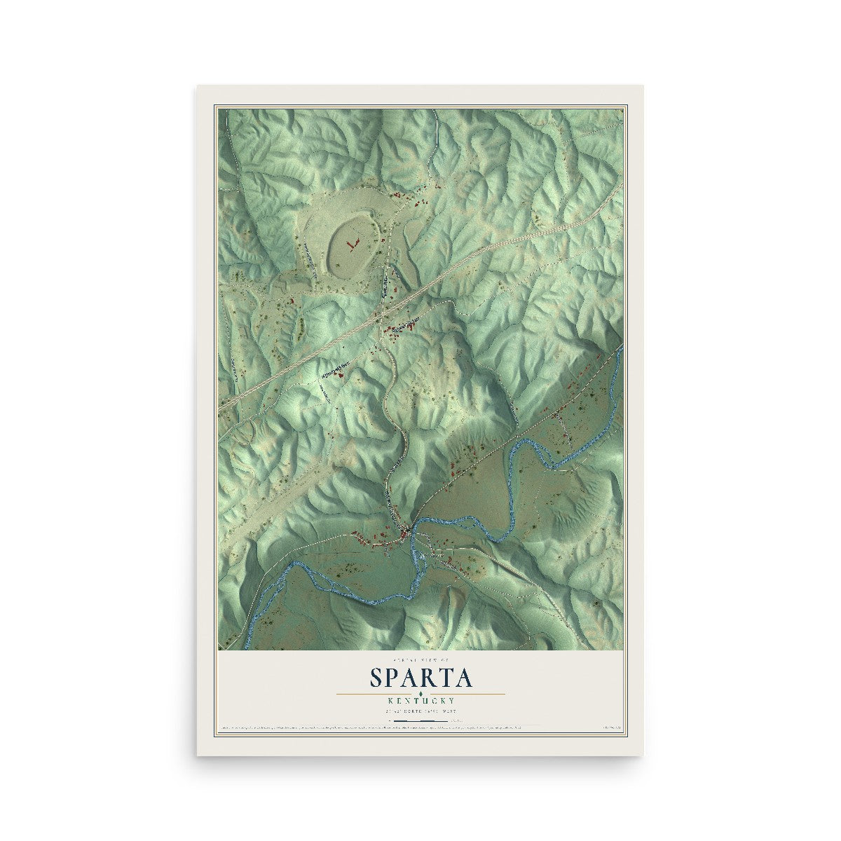 Map of Sparta, Kentucky, 12 x 18 inch unframed archival matte print