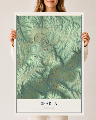 Map of Sparta, Kentucky, 24 x 36 inch unframed archival matte print