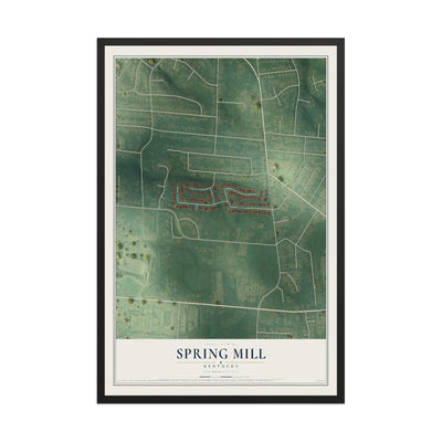 Map of Spring Mill, Kentucky, 12 x 18 inch print in a black wood frame