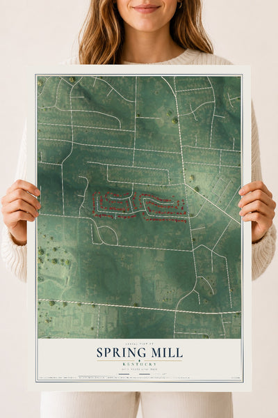 Map of Spring Mill, Kentucky, 18 x 24 inch unframed archival matte print