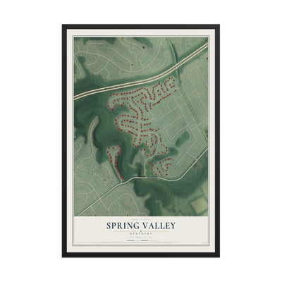 Map of Spring Valley, Kentucky, 12 x 18 inch print in a black wood frame