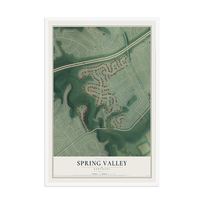 Map of Spring Valley, Kentucky, 12 x 18 inch print in a white wood frame