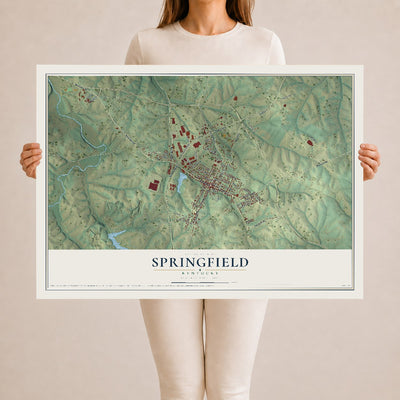 Map of Springfield, Kentucky, 24 x 36 inch unframed archival matte print