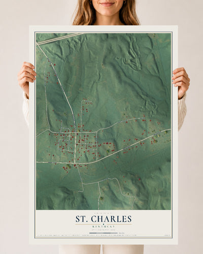 Map of St. Charles, Kentucky, 24 x 36 inch unframed archival matte print