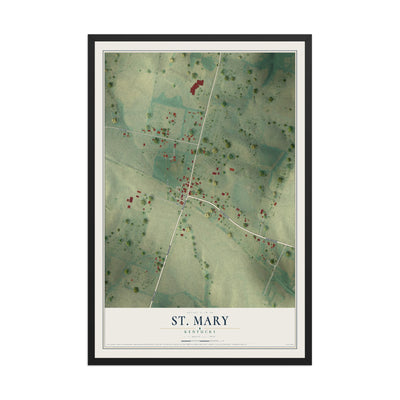 Map of St. Mary, Kentucky, 12 x 18 inch print in a black wood frame