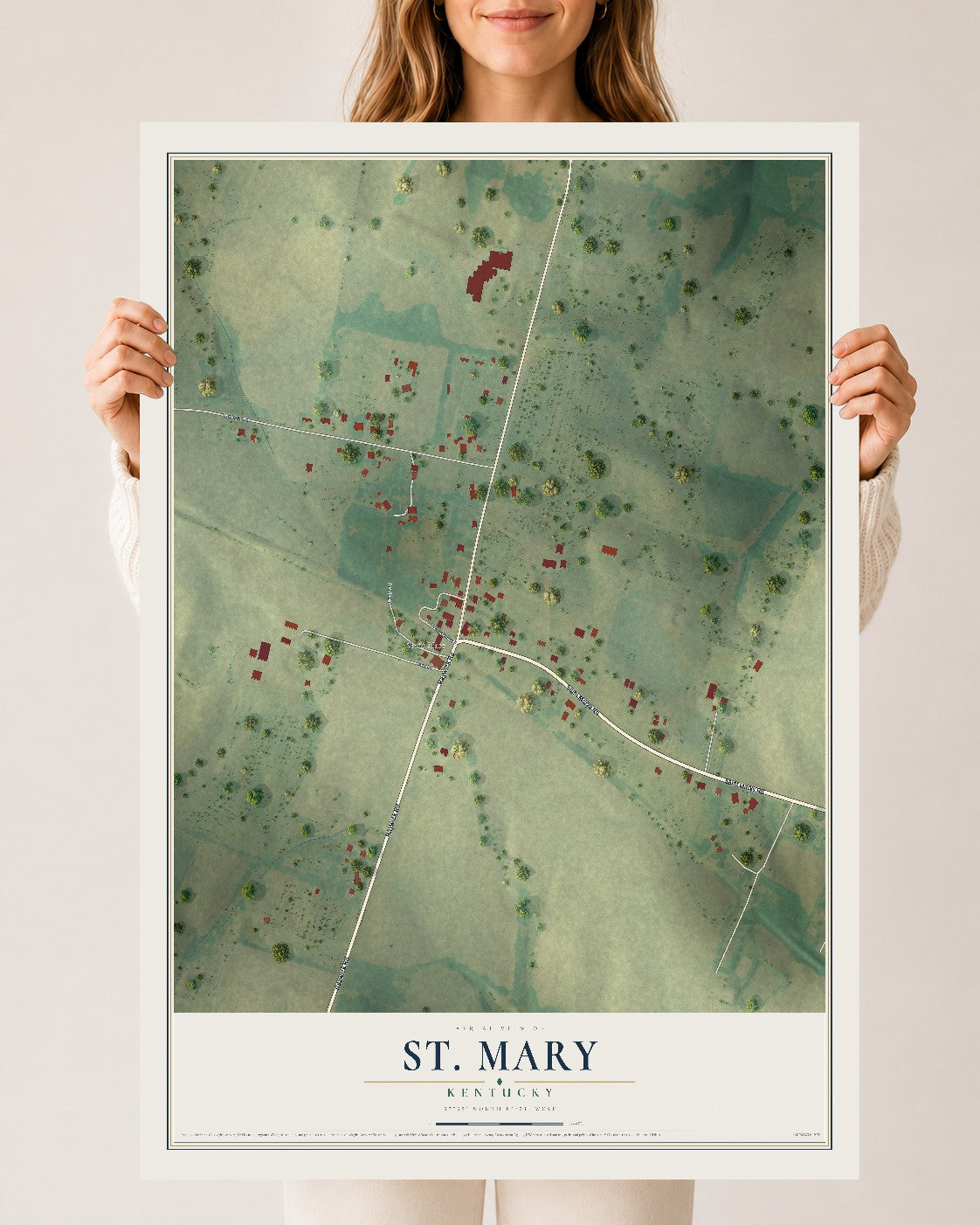 Map of St. Mary, Kentucky, 24 x 36 inch unframed archival matte print