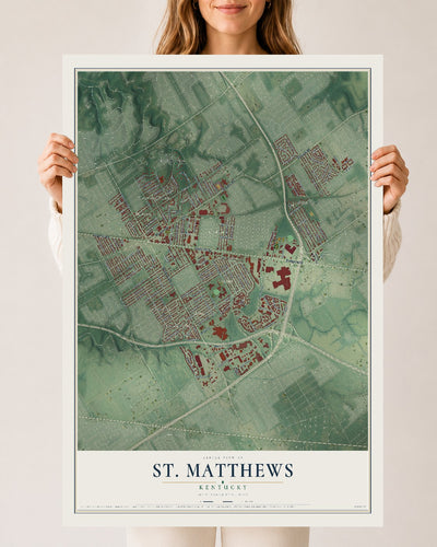 Map of St. Matthews, Kentucky, 24 x 36 inch unframed archival matte print