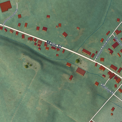 Second close-up of the map of Stamping Ground, Kentucky print showing more streets and buildings