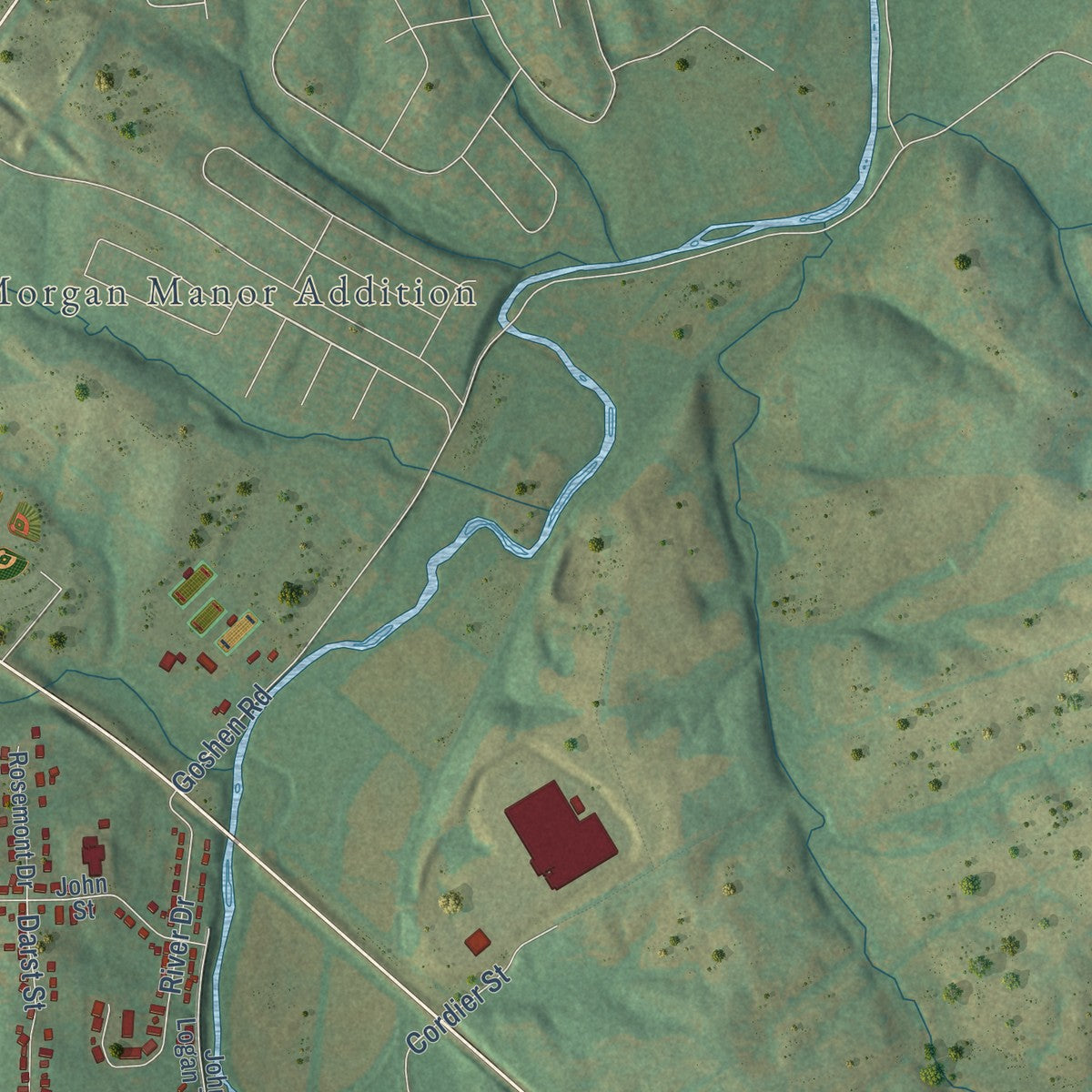 Second close-up of the map of Stanford, Kentucky print showing more streets and buildings