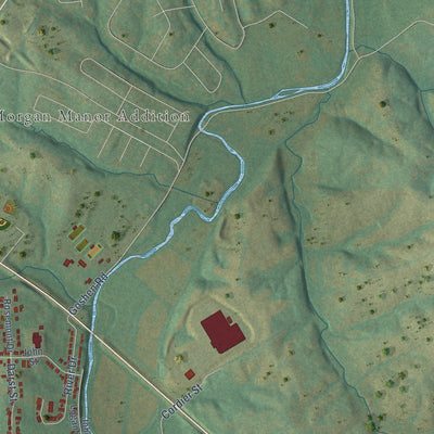 Second close-up of the map of Stanford, Kentucky print showing more streets and buildings
