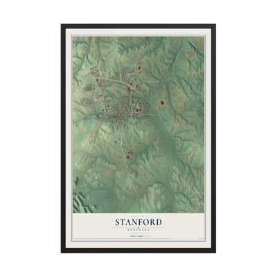 Map of Stanford, Kentucky, 12 x 18 inch print in a black wood frame