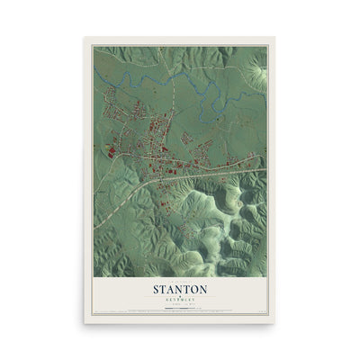 Map of Stanton, Kentucky, 12 x 18 inch unframed archival matte print