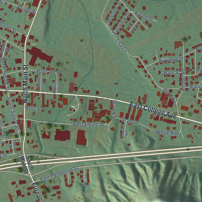 Close-up of the map of Stanton, Kentucky print showing street and building detail