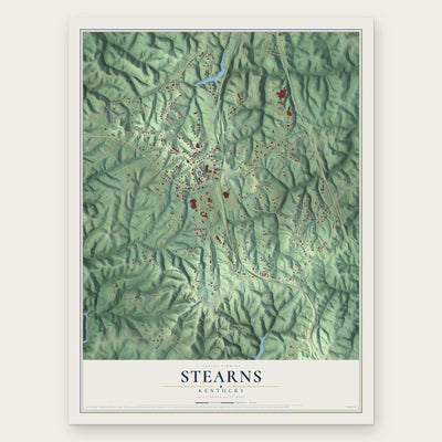 Stearns, Kentucky map print, the full design