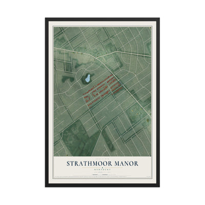 Map of Strathmoor Manor, Kentucky, 12 x 18 inch print in a black wood frame