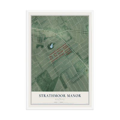 Map of Strathmoor Manor, Kentucky, 12 x 18 inch print in a white wood frame