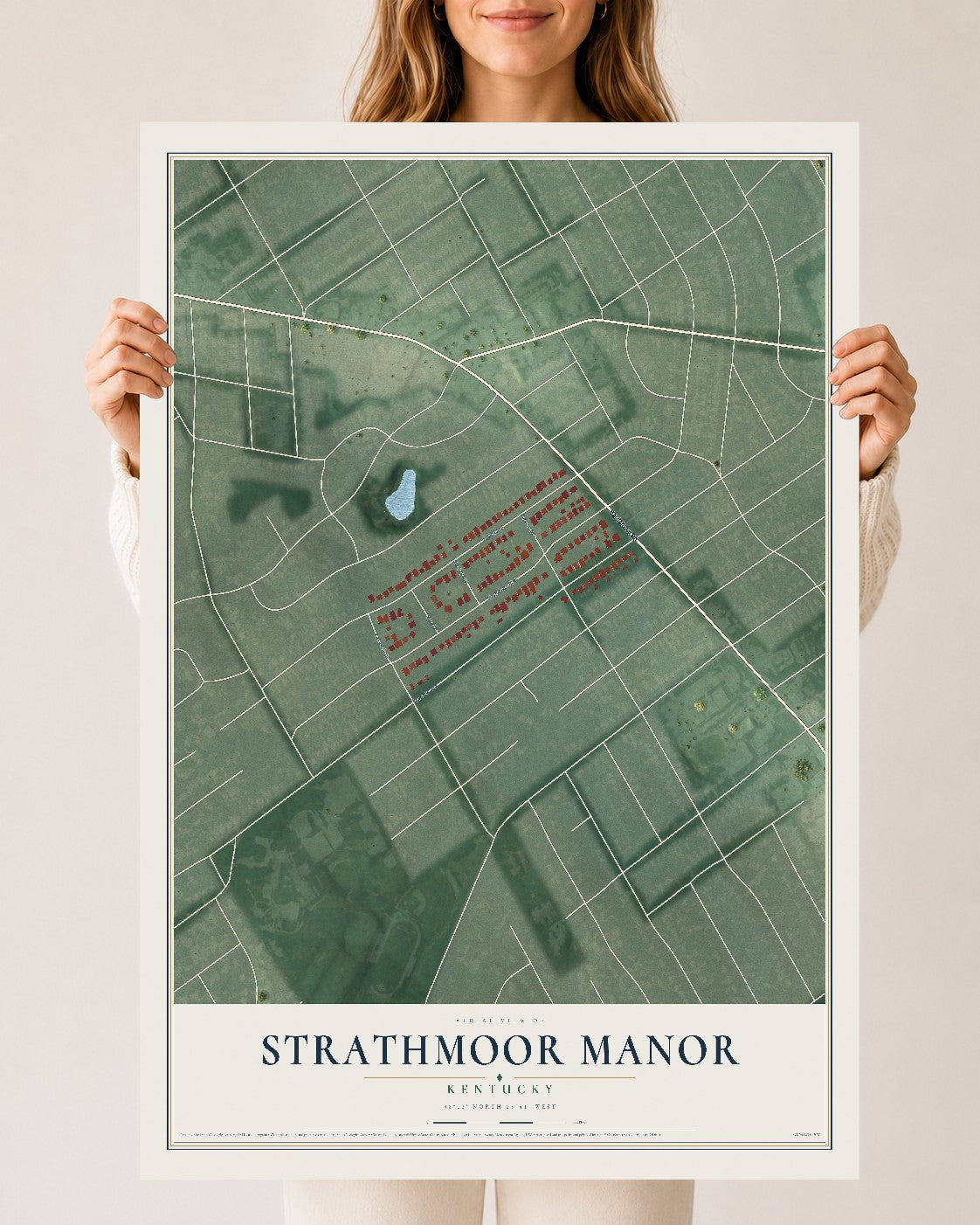 Map of Strathmoor Manor, Kentucky, 24 x 36 inch unframed archival matte print