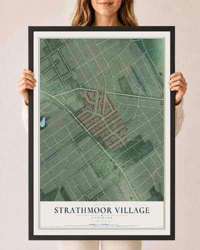 Map of Strathmoor Village, Kentucky, 24 x 36 inch print in a black wood frame