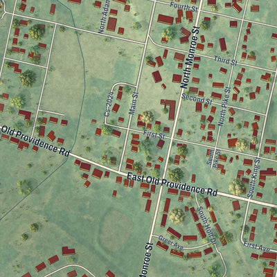 Second close-up of the map of Sturgis, Kentucky print showing more streets and buildings
