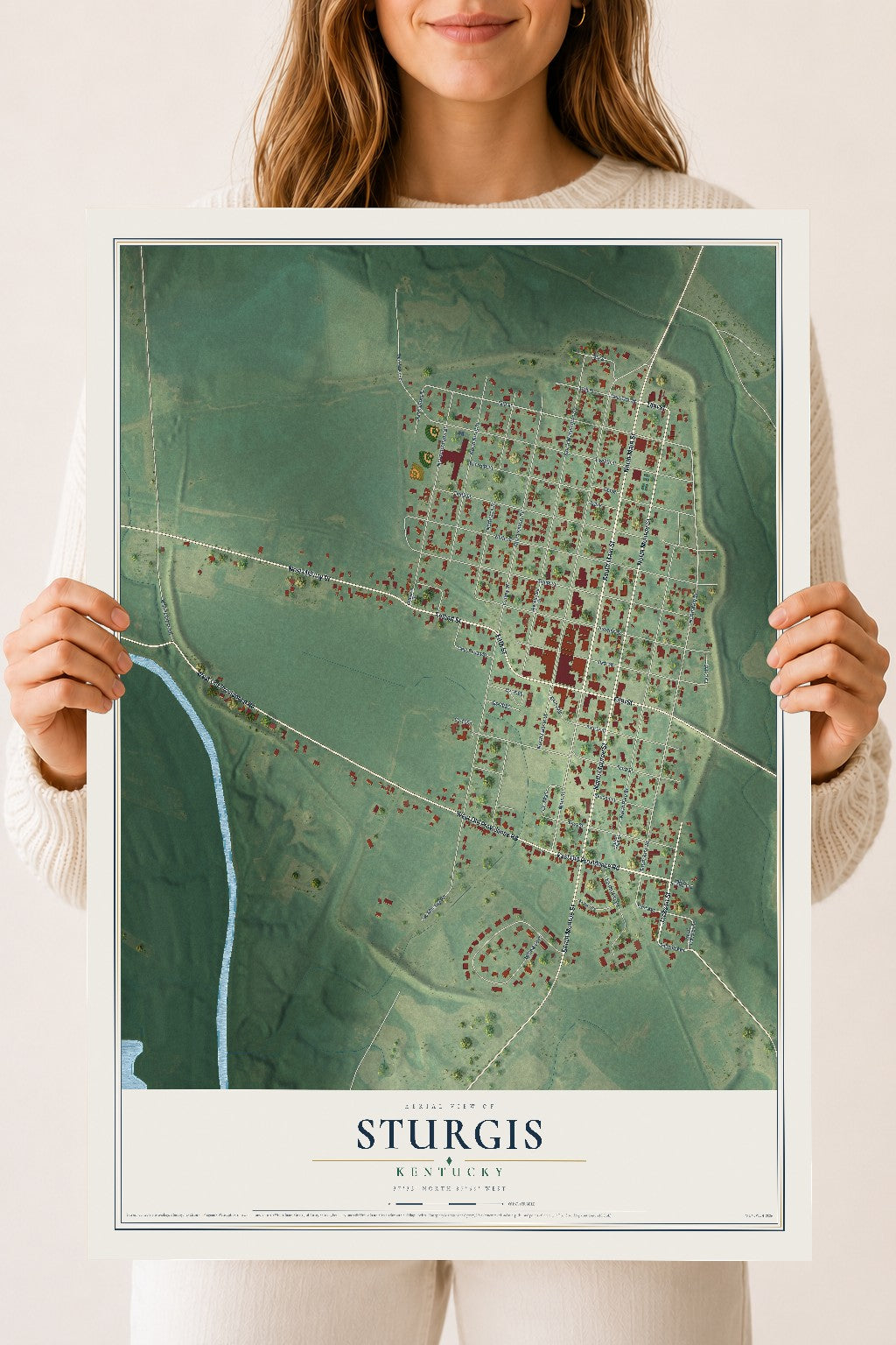 Map of Sturgis, Kentucky, 18 x 24 inch unframed archival matte print