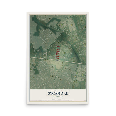 Map of Sycamore, Kentucky, 12 x 18 inch unframed archival matte print