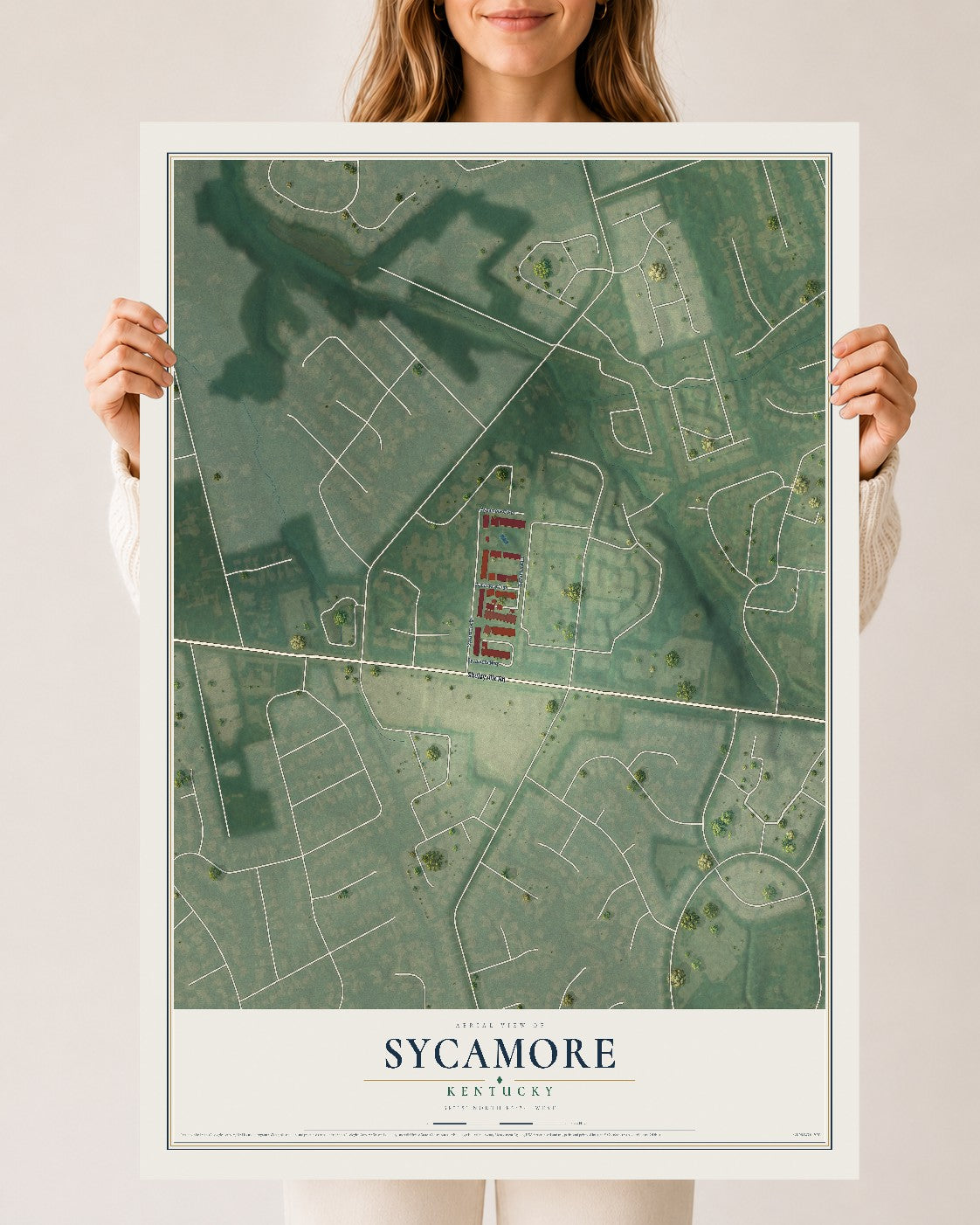Map of Sycamore, Kentucky, 24 x 36 inch unframed archival matte print
