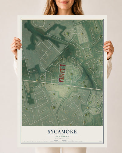 Map of Sycamore, Kentucky, 24 x 36 inch unframed archival matte print