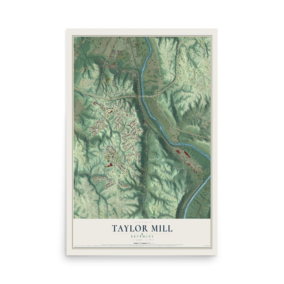 Map of Taylor Mill, Kentucky, 12 x 18 inch unframed archival matte print