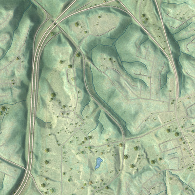 Second close-up of the map of Taylor Mill, Kentucky print showing more streets and buildings