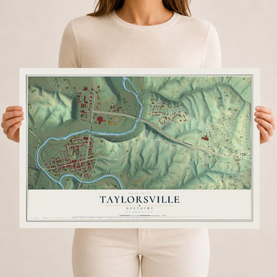 Map of Taylorsville, Kentucky, 12 x 18 inch unframed archival matte print