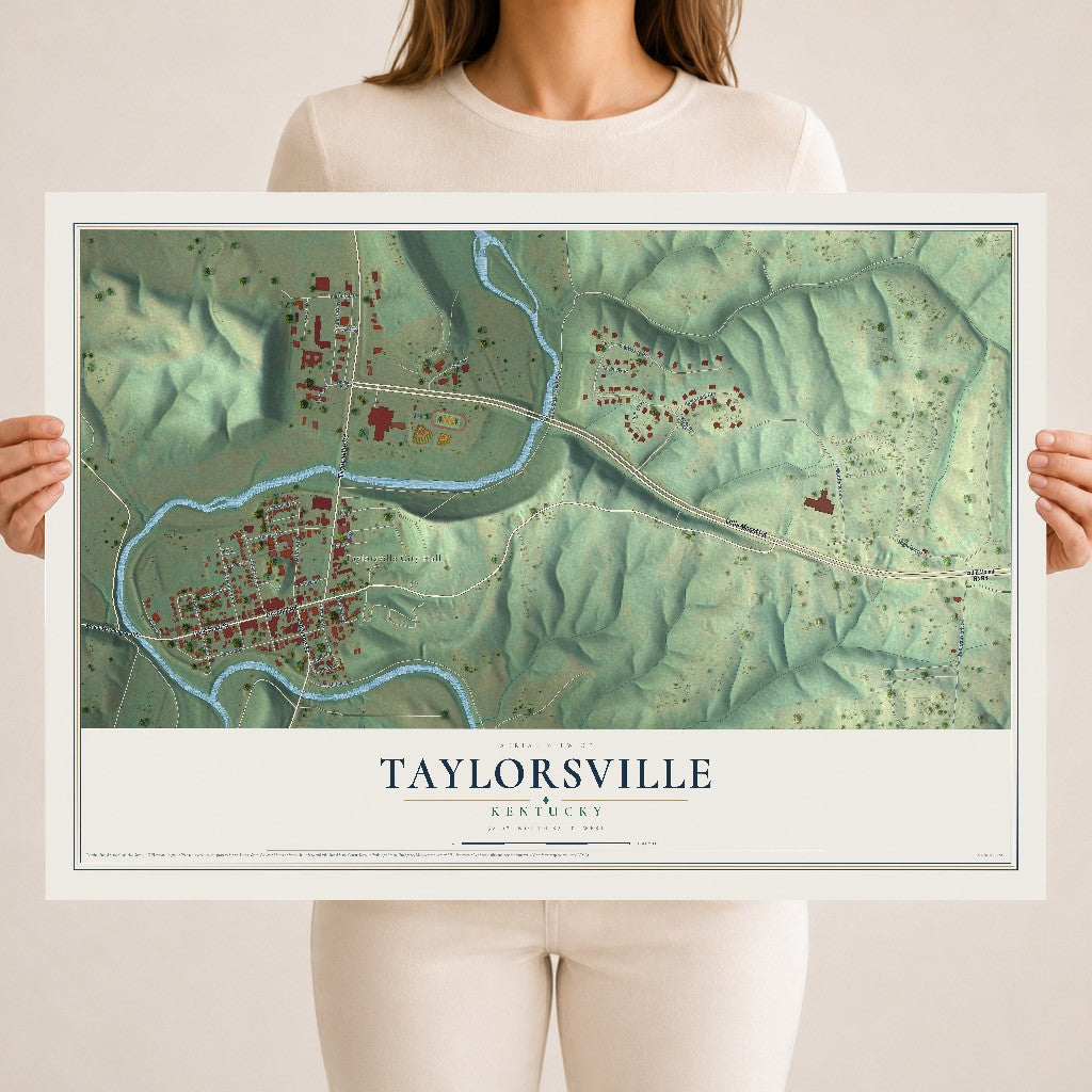 Map of Taylorsville, Kentucky, 18 x 24 inch unframed archival matte print