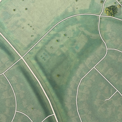 Close-up of the map of Ten Broeck, Kentucky print showing street and building detail