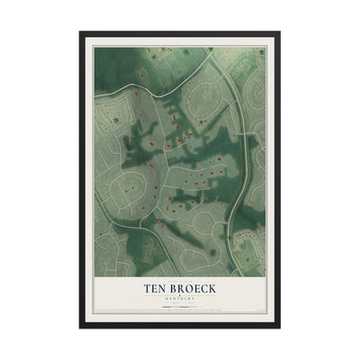 Map of Ten Broeck, Kentucky, 12 x 18 inch print in a black wood frame