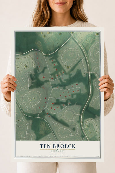 Map of Ten Broeck, Kentucky, 18 x 24 inch unframed archival matte print