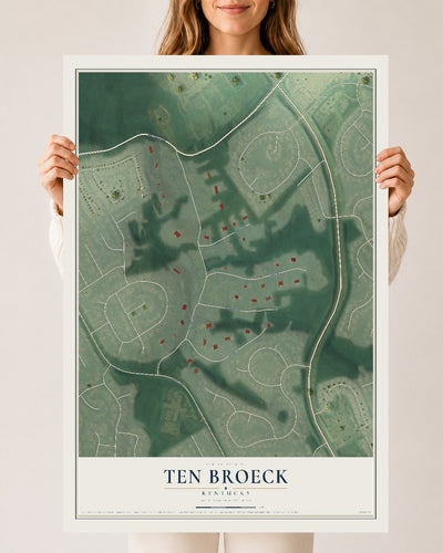 Map of Ten Broeck, Kentucky, 24 x 36 inch unframed archival matte print