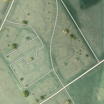 Second close-up of the map of Thornhill, Kentucky print showing more streets and buildings