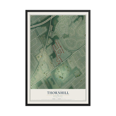 Map of Thornhill, Kentucky, 12 x 18 inch print in a black wood frame