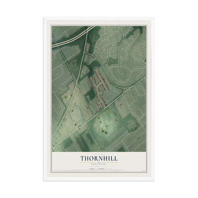 Map of Thornhill, Kentucky, 12 x 18 inch print in a white wood frame