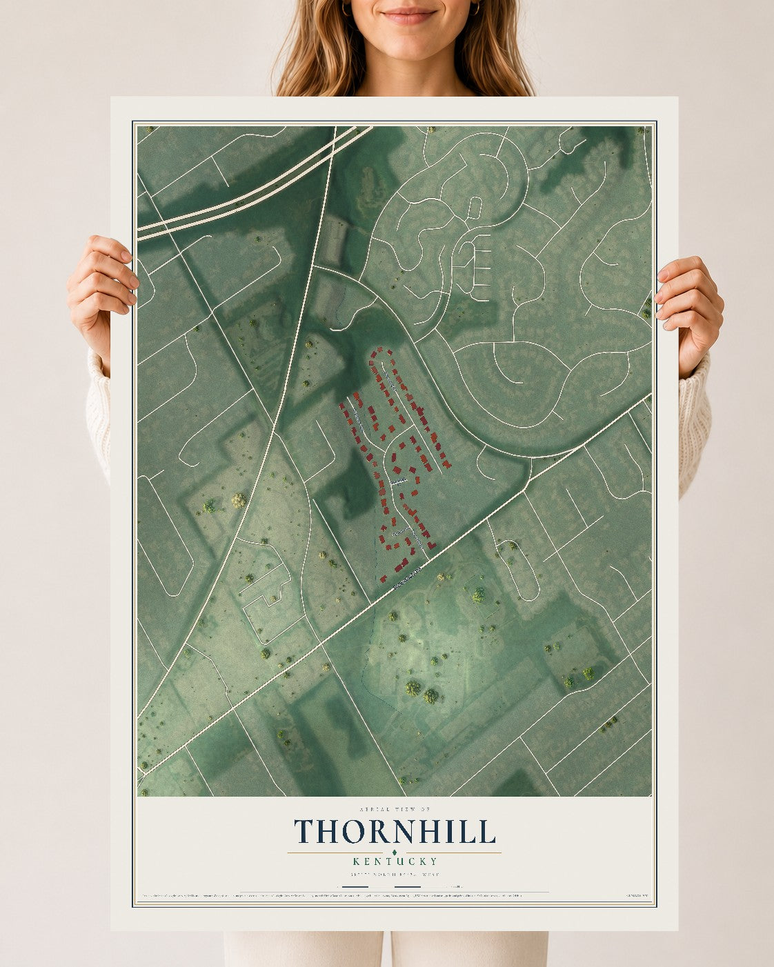 Map of Thornhill, Kentucky, 24 x 36 inch unframed archival matte print