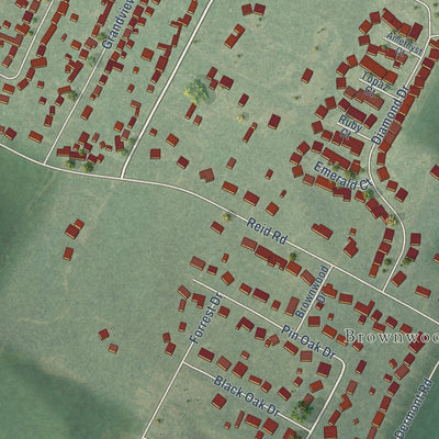 Close-up of the map of Thruston, Kentucky print showing street and building detail