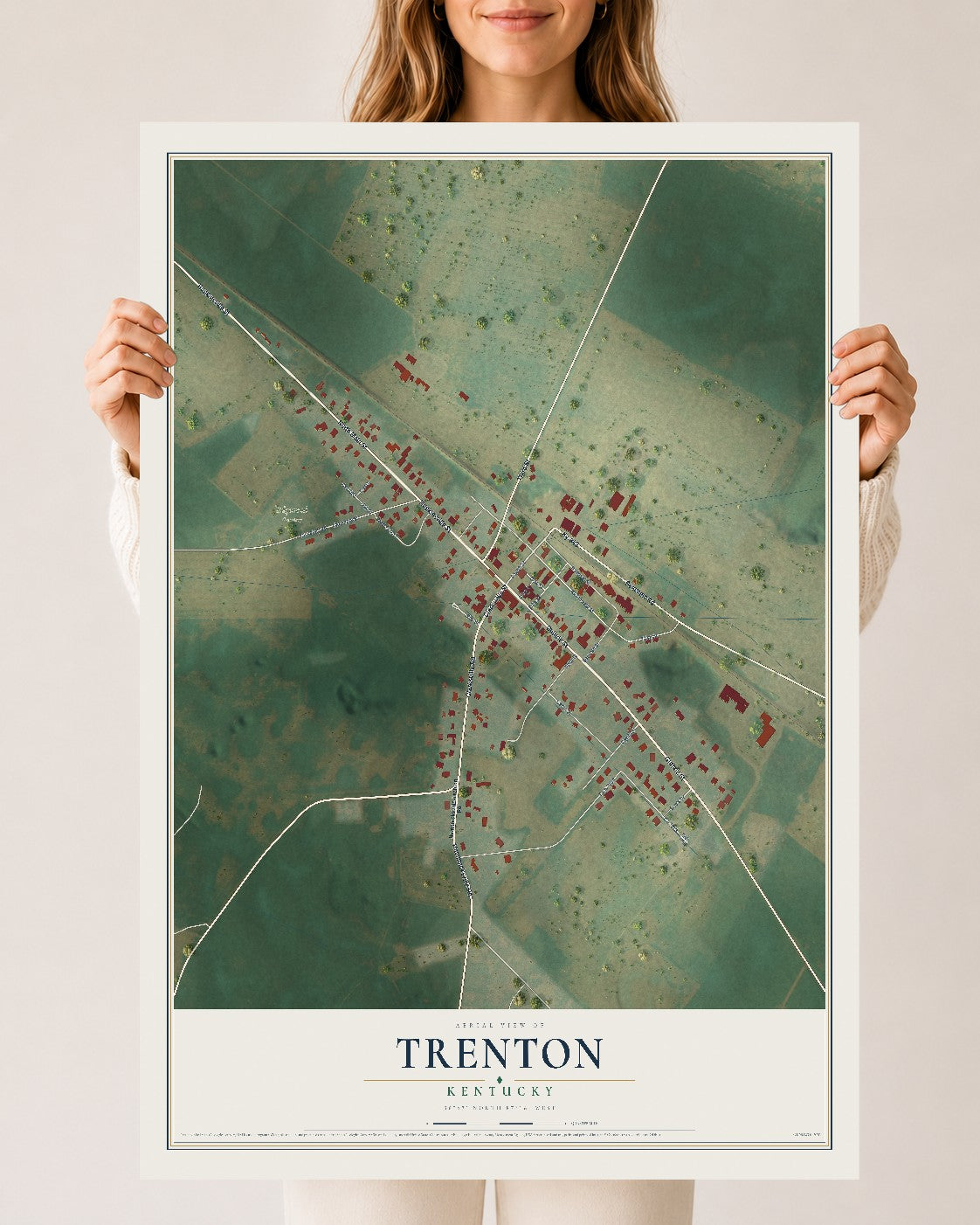 Map of Trenton, Kentucky, 24 x 36 inch unframed archival matte print