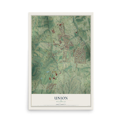 Map of Union, Kentucky, 12 x 18 inch unframed archival matte print